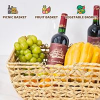 Nouvelle Arrivée 2026 Paniers Vintage en Osier et Jonc de Mer Écologiques Design Simple Rangement Fruits Organisation Cuisine Durable Support Pique-nique