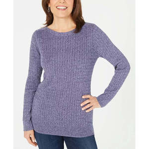 Cardigan in Cotone Traspirante a Collo Barca da Donna Karen Scott, Blu, Taglia XL, Lavorazione a Treccia, Ideale per la Stagione Autunno/Inverno - Product Image 1