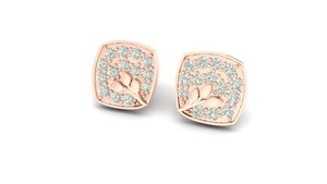 ต่างหูห่วงเพชรทรงเรขาคณิตชุบเงินสีโรสโกลด์หรูหราแฟชั่นสำหรับผู้หญิงได้รับการรับรองจาก GIA - Product Image 6