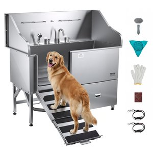 VEVOR Station de Lavage pour Chiens en Acier Inoxydable avec Rampe, Filtre à Eau et Robinet de Douche - Product Image 4