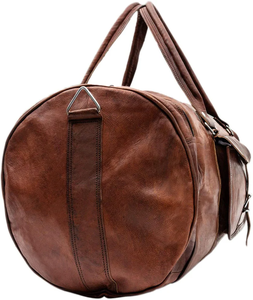 Véritable chèvre Vintage cuir grand voyage polochon bagages à la main Gym randonnée vintage marron sac en gros sacs de sport - Product Image 2