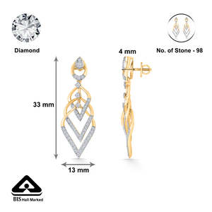 ต่างหูห้อยประดับเพชรและทองคำทรงหยดน้ำสำหรับผู้หญิง - Product Image 5
