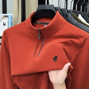 เสื้อซับในผ้าฟลีซสำหรับผู้ชายผ้าฝ้าย100% ครึ่งคอเต่าแขนยาวด้านในให้ความอบอุ่นเรียบกระชับสัดส่วน - Product Image 2