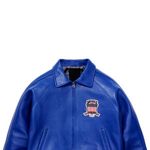 Meilleur prix Veste en cuir pour homme Avirex Veste d'hiver haut de gamme Véritable cuir Coupe-vent Imperméable Teint uni Toutes les tailles disponibles - Product Image 4