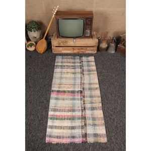 พรมวินเทจขนาด 2.8x5.7 ฟุต พรมตุรกีขนาดเล็ก พรมลายเรขาคณิตสีรุ้ง - Product Image 1