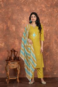 ชุด2024กางเกง Kurti และ dupatta ผ้าฝ้ายแท้เสื้อผ้าอินเดียและปากีสถานพิมพ์ลายสวย - Product Image 3