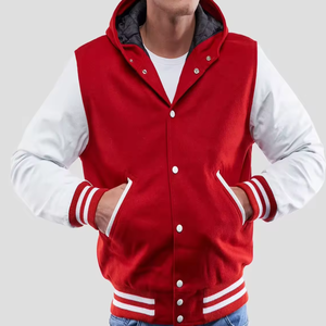 Chaqueta acolchada de lana personalizada para hombre de calidad superior estilo Letterman elegante con cuello con capucha cálido y grosor fino a la moda - Product Image 3