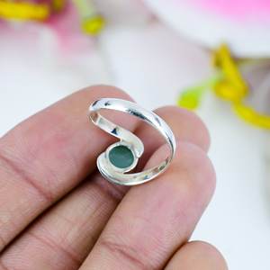 Nouvelle arrivée 925 en argent Sterling bijoux faits à la main bague à la mode chrysoprase naturelle pierre précieuse ronde coupe argent plaqué bijoux bague - Product Image 2