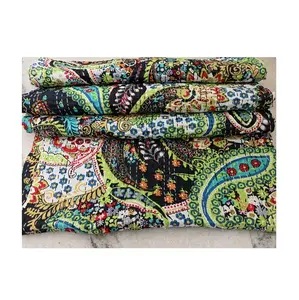 Excelente Qualidade New Black Multiple Color Kantha Quilt para Home Hotel Colcha de Casamento Uso do Fornecedor Indiano