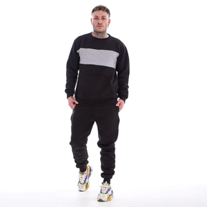 Conjunto de chándal completo para hombre y mujer, unisex, negro, gris, logotipo personalizado, ropa deportiva de algodón 100%, trajes para correr transpirables para invierno a granel - Product Image 1