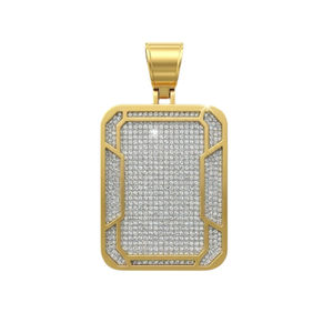 Pendentif Rectangle en argent de laboratoire plaqué or Style Hip Hop bijoux cadeau de mariage hommes femmes pendentifs de mode breloques - Product Image 2
