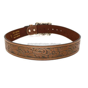 Best Quality Genuine Western Leather Tooling <b>Belt</b> for Men Hand Carved Leaf Embossed <b>Cowboy</b> <b>Belt</b> with Designer square Buckle - Product Image 3