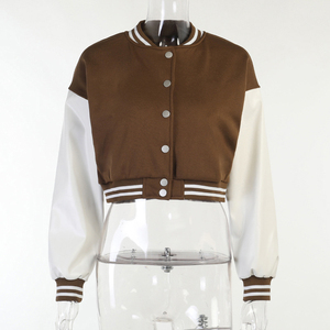 Oem Custom Blank Cropped Varsity <b>Jackets</b> for Women's Customized Varsity Crop <b>Jackets</b> for Your Brand - Product Image 2