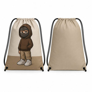 Unisex Canvas Drawstring Gym Bag Cartoon Print Casual Style Durable Anti-Theft Fitness <b>Backpack</b> - Product Image 1