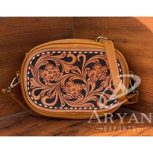 Wholesale High Quality Women's Hand Tooled Genuine Leather Crossbody Bag Western Luxury Fashion Cowhide Floral <b>Purses</b> & Handbags - Product Image 1