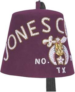 Chapeau Shriners Fès-Laine bordeaux avec lettres en strass et broderie dorée-Personnalisable Tassel Masonic Fez Hats OEM - Product Image 1