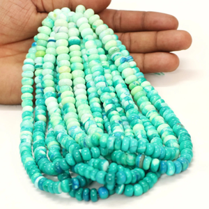 Hermosas Cuentas de Ópalo Verde Oscuro en Forma de Rondelle Lisa, 15' 8-10mm, Cuentas de Piedras Preciosas Lisas de Calidad AAA - Product Image 2