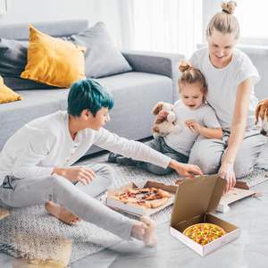 Cajas de pizza, 7x7x1,6 pulgadas Cajas de pizza corrugadas Kraft Patrón de barbacoa Impresión Contenedores de cartón para llevar Pizza, Cak - Product Image 5