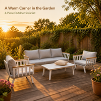 Aluminium Outdoor-Sofa-Set 4-teilig Doppelsofa 2 Sessel mit Tisch für Garten und Terrasse