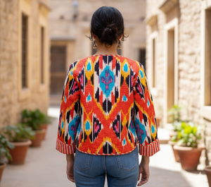 Veste matelassée en coton indien faite à la main, unisexe, design réversible, imprimé bohème, respirante, tissée, manteau d'hiver et de printemps pour l'automne - Product Image 4