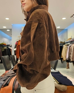 แจ็คเก็ตหนังแกะสไตล์วินเทจยุค 70 แบบกระดุมสองแถว สีน้ำตาลสไตล์โบฮีเมียน มีกระเป๋า สไตล์เรโทรตะวันตก กันลม เสื้อคลุมสำหรับฤดูใบไม้ร่วง - Product Image 2