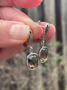 Naturel Carré Fumé Quartz Pierre Dangle Boucles D'oreilles En Argent Sterling 925 Bijoux Faits À La Main Léger Élégant Style Boho Cadeau - Product Image 5