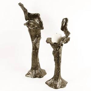 Bougeoirs en forme d'arbre en bronze texturé Décor unique d'ensemble organique - Product Image 2