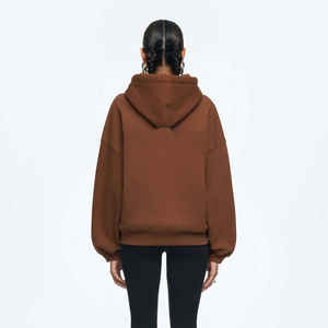 Sweat à capuche oversize en coton de haute qualité pour femme, style streetwear, avec poches kangourou, effet délavé, logo personnalisé, couleur unie, épaules tombantes - Product Image 2