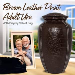 Urna marrón para cenizas Urnas de cremación grandes para adultos masculinos y femeninos para cenizas humanas Urnas metálicas para adultos Honor a su tamaño personalizado - Product Image 2
