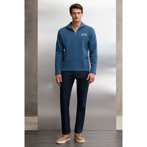 GRIMELANGE Halden <b>Men's</b> Fleece Lined High Neck <b>Half</b> <b>Zipped</b> Print Detail Regular <b>Sweatshirt</b> - Product Image 2