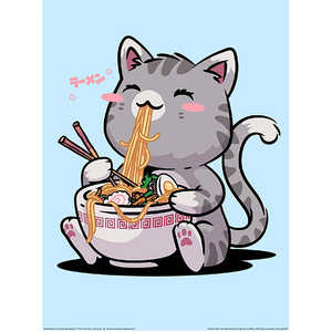 Impression d'art sur le thème de la nature morte du chat Neko Kawaii, design sans fil de Vo Maria - Product Image 1