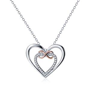 Vendita calda S925 argento Sterling doppio amore <span class=keywords><strong>infinito</strong></span> collana di colore galvanica per le donne semplice moda collana - Product Image 1