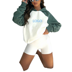 Sweat-shirt à capuche pour femme personnalisé 2025, en molleton de coton tricoté avec badge, manches chauve-souris, sweat-shirt d'hiver 100% coton - Product Image 1