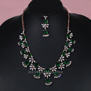 Gracefully Fashioned Necklace with Sparkling Lab Grown Diamond Embellished with Rose Gold and Gemstone Silver Jewelry - Product Image 1