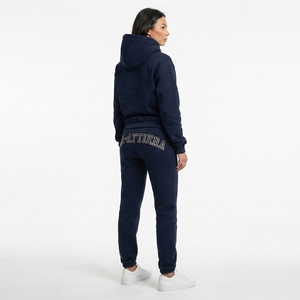 <b>Womens</b> <b>Navy</b> Blue Fleece <b>Hoodie</b> Tracksuit Set Pullover Sweatshirt Jogger Pants Embellished Casual Sportswear Loungewear - Product Image 2