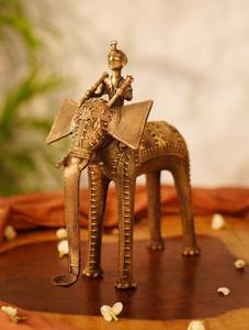 Heritage Style Brass Handcrafted <b>Elephant</b> Figurine Decorative Sculpture For Home Temple Office <b>Table</b> Exclusive Art Piece - Product Image 2