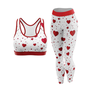 Women Floral Yoga Set 2 Piece Spandex <b>Polyester</b> Breathable Racerback Crop Top High Waist Full Length <b>Leggings</b> - Product Image 2