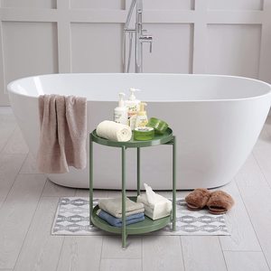 Accent Green powder Coated Table Metal Modern Furniture <b>Side</b> Table <b>for</b> Bedroom 2 Tier Display Elegant Interior Furniture Tables - Product Image 5