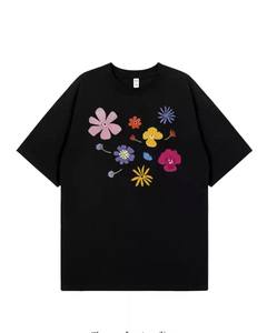 T-shirt unisexe personnalisé à imprimé floral 100% coton, tee-shirt surdimensionné, streetwear décontracté, chemise graphique pour hommes et femmes, vente en gros OEM - Product Image 2