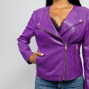 Chaqueta de Cuero de Invierno para Mujer, Personalizada OEM, Acabado Transpirable, Ecológica, de Secado Rápido, Cierre de Cremallera, Alta Calidad, MOQ Bajo, en Oferta - Product Image 6