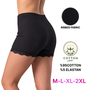 Braguitas tipo boyshort de cintura alta para mujer, de algodón y elastano elástico, tejido acanalado con encaje, transpirables, ecológicas, para uso diario, en varias tallas - Product Image 6