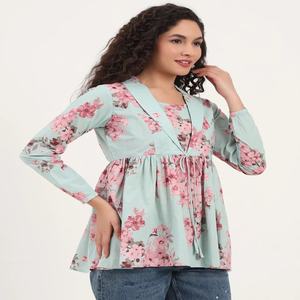 Nouvelle robe midi en coton à imprimé floral bleu, col carré, 100% coton, séchage rapide et écologique, tenue décontractée d'été pour la plage - Product Image 2