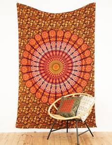 Reine indienne Art ethnique tapisserie Floral Mandala tenture murale couverture en coton compressé pour la décoration intérieure paon serviette de plage - Product Image 2