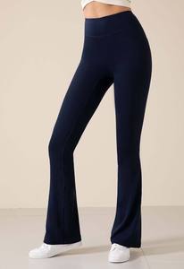 <b>Flare</b> Pattern Women's Butt Lift <b>Leggings</b>, Active Wear Blank Black Women's <b>Leggings</b>, <b>High</b> <b>Waist</b> Flared Bottom Women's <b>Leggings</b> - Product Image 5