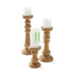 Lot de 3 bols à pâte en bois en forme de feuille pour la fabrication de bougies Bols à pâte faits à la main personnalisés OEM de HNH Craft Vietnam - Product Image 6