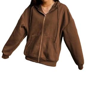 Sweats à capuche thermiques personnalisés pour hommes et femmes vente en gros de sweats en molleton de coton Hip Hop Style streetwear conception de fermeture éclair avant délavé - Product Image 2