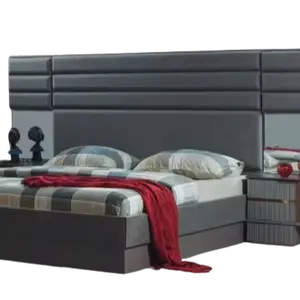 ריהוט חדר שינה מיטה זוגית יוקרתית שולחנות לילה מעוצבים סט 3 חלקים