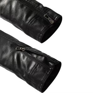 Nouvelle arrivée de vestes décontractées en cuir véritable pour hommes fabriquées sur mesure avec un élégant tissu à col à capuche coupe-vent - Product Image 4