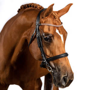 Tocado de cuero de doble corte suave y brida con hebillas de oro rosa - Product Image 5