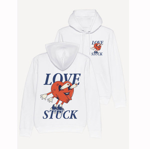 Sudadera con capucha blanca de algodón regular personalizada Love Stuck Hoodie - Product Image 1